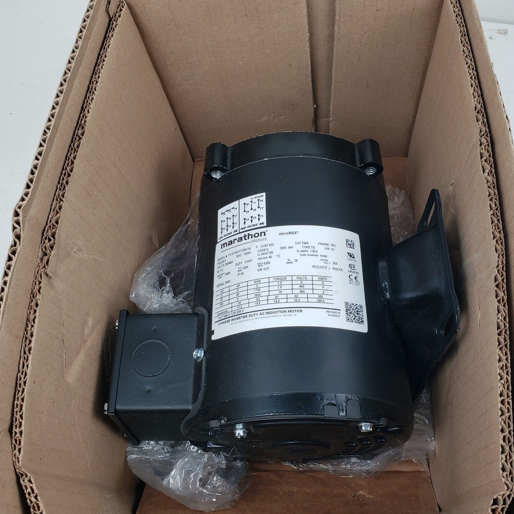 Marathon Motors microMAX 1/2 HP 3 Phase AC Induction Motor YVD 56H17T2017A Y360